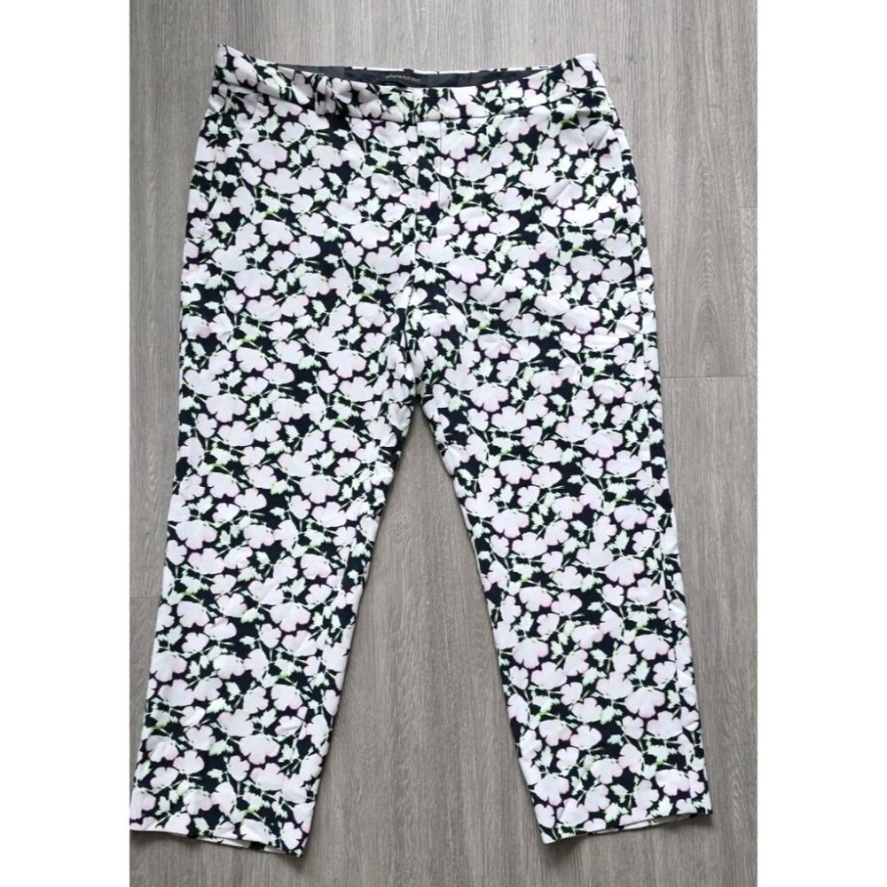 Banana Republic Avery Floral Ankle Pants Women Size 14 Mid Rise Stretch - Picture 2 of 16
